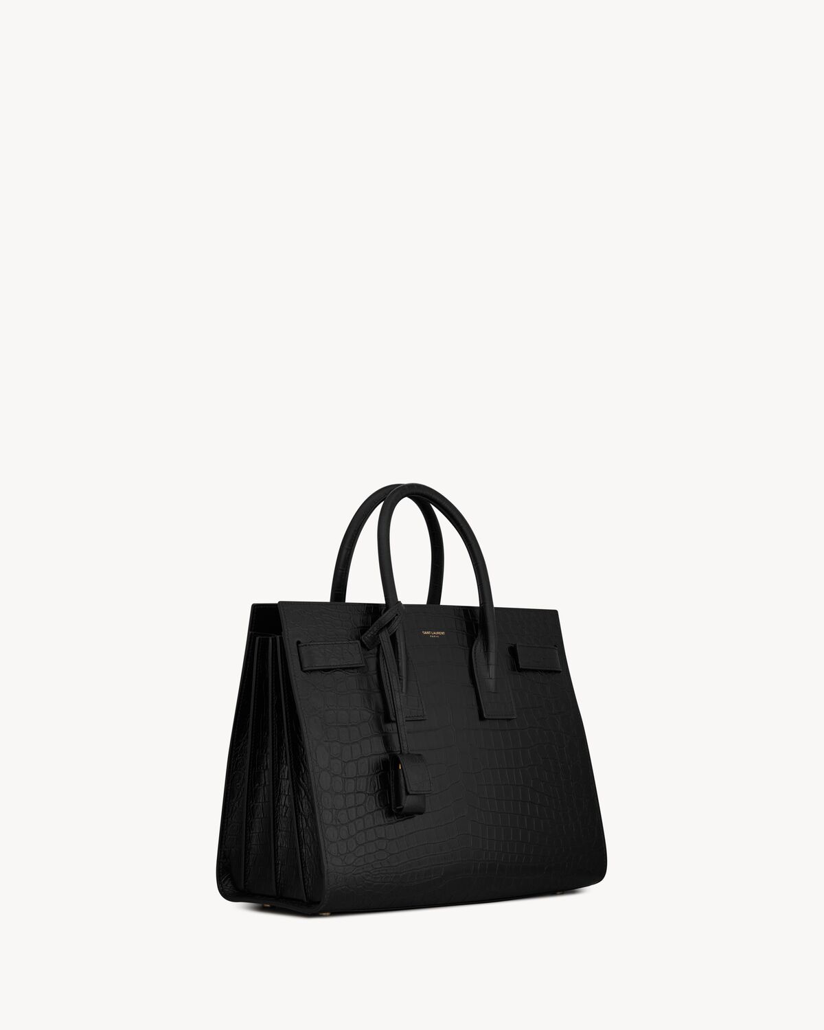 sac de jour in crocodile-embossed leather - small BLACK