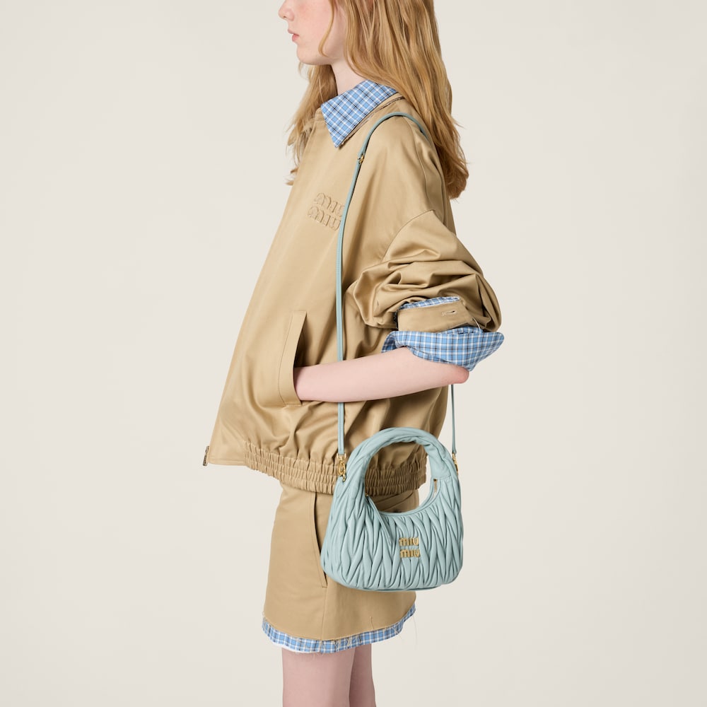 Wander matelassé nappa leather hobo bag Powder Blue