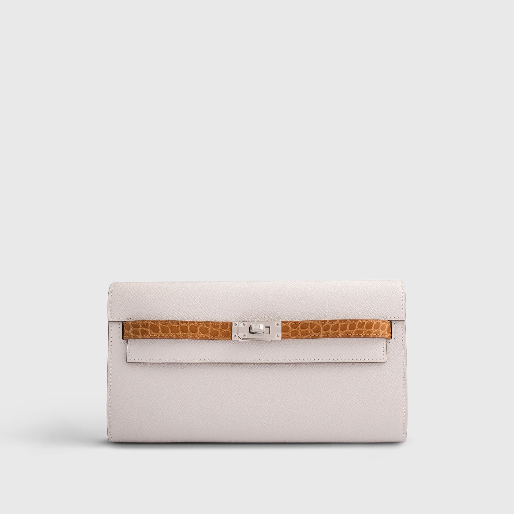 Hermès Kelly To Go Touch Epsom, Alligator Gris Pale/Beige Sable Palladium Hardware