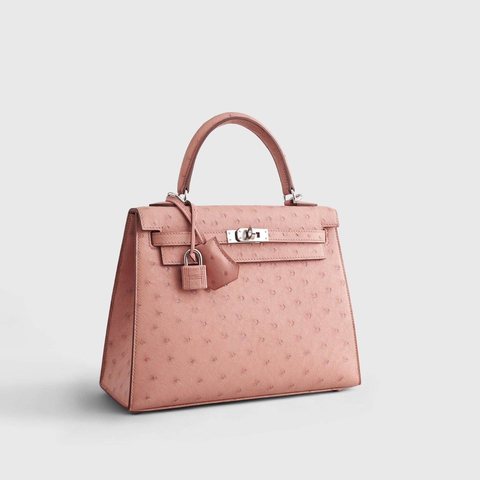 Hermès Kelly 25 Ostrich Terre Cuite Palladium Hardware