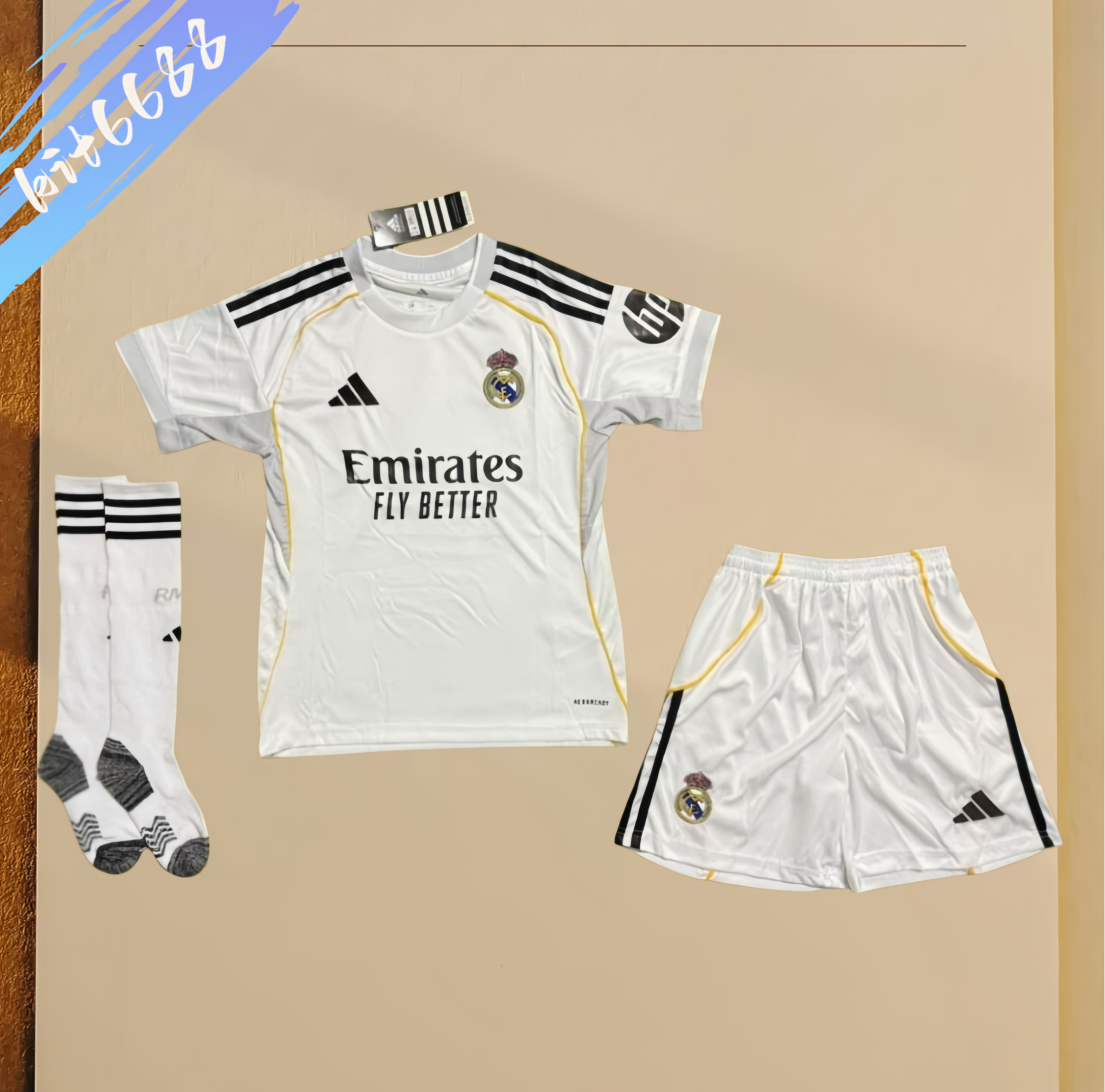 2025/2026 Real Madrid Home Football (Adult Kids Kit socks )
