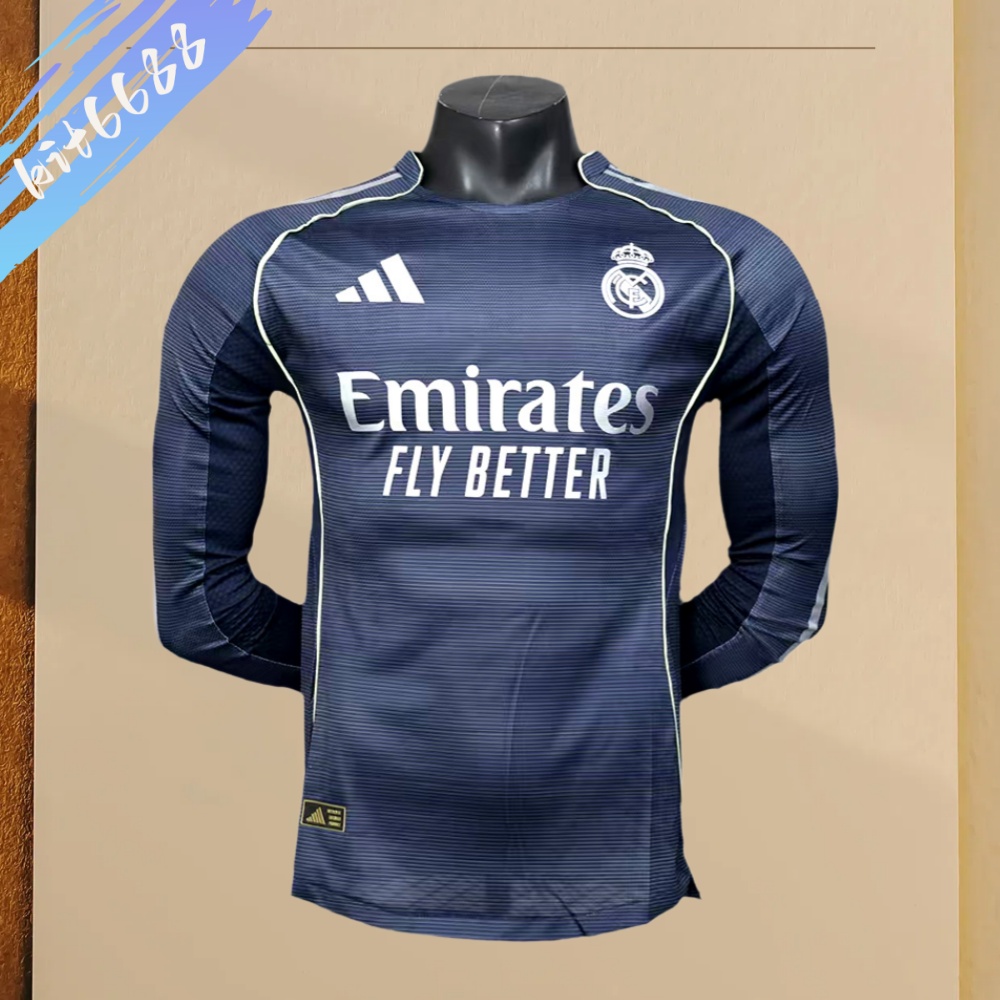 2025/2026 Real Madrid Away Long Sleeve Football Shirt (Player Edition）
