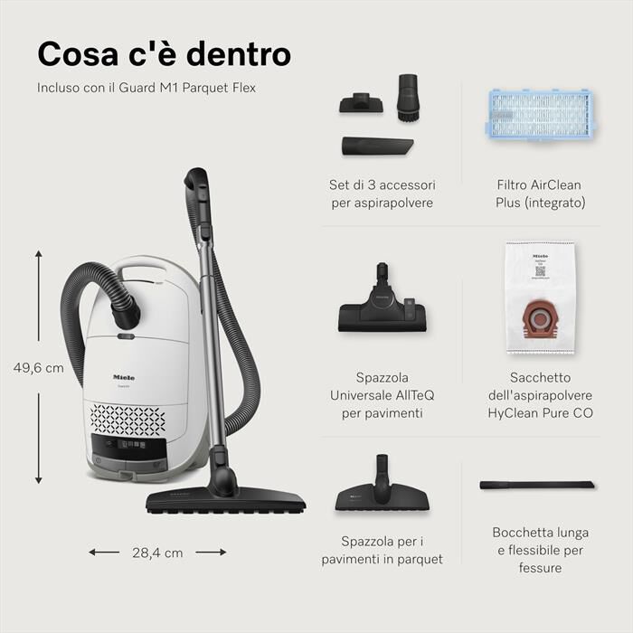 MIELE - Aspirapolvere a traino GUARD M1 PARQUET FLEX-Bianco Brillante