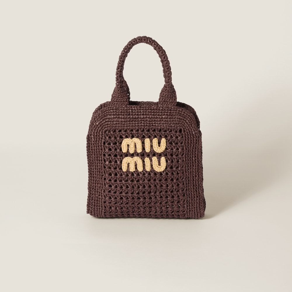 Raffia-effect woven tote bag Cocoa Brown/Natural