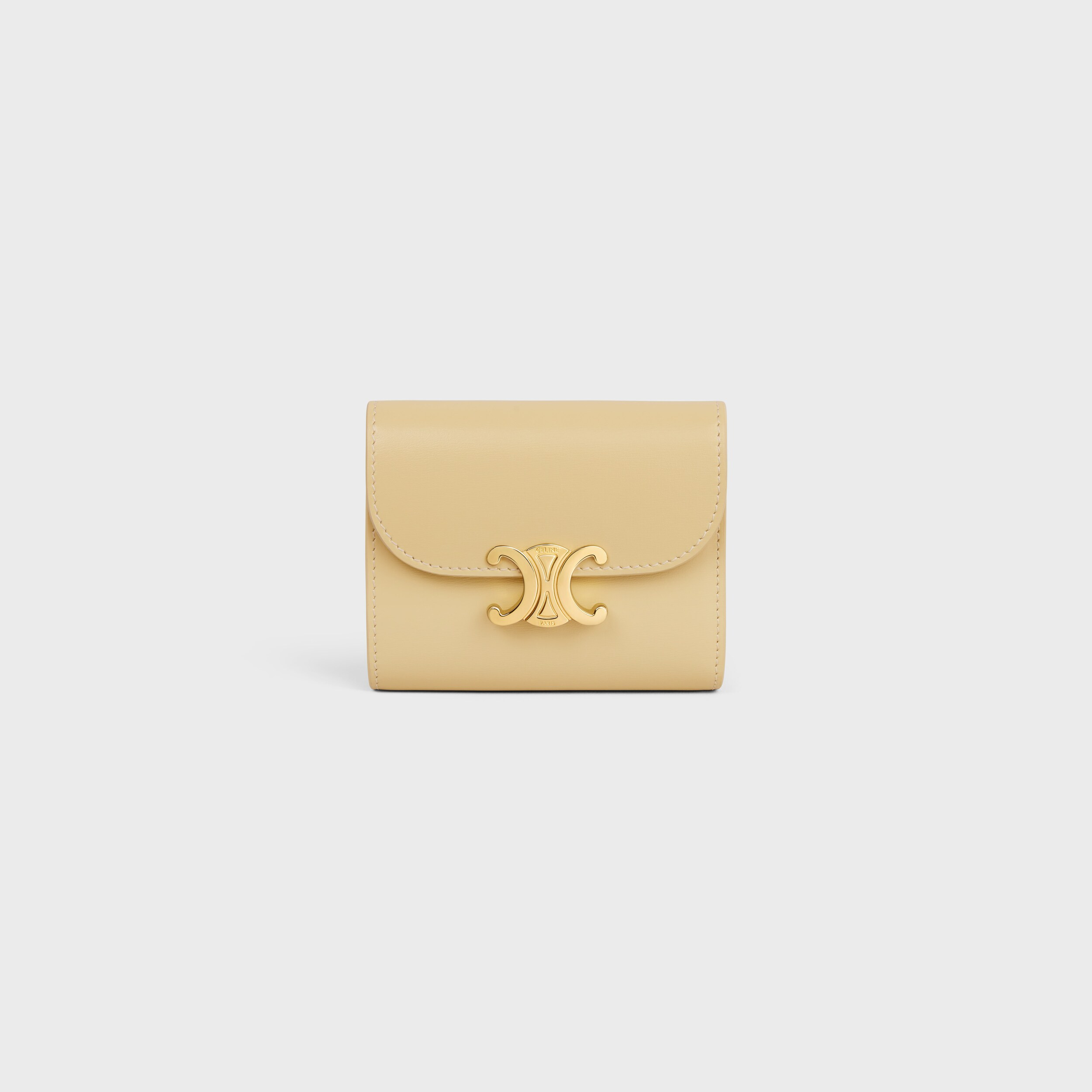 Small Flap Wallet TRIOMPHE IN Shiny calfskin Spring Yellow