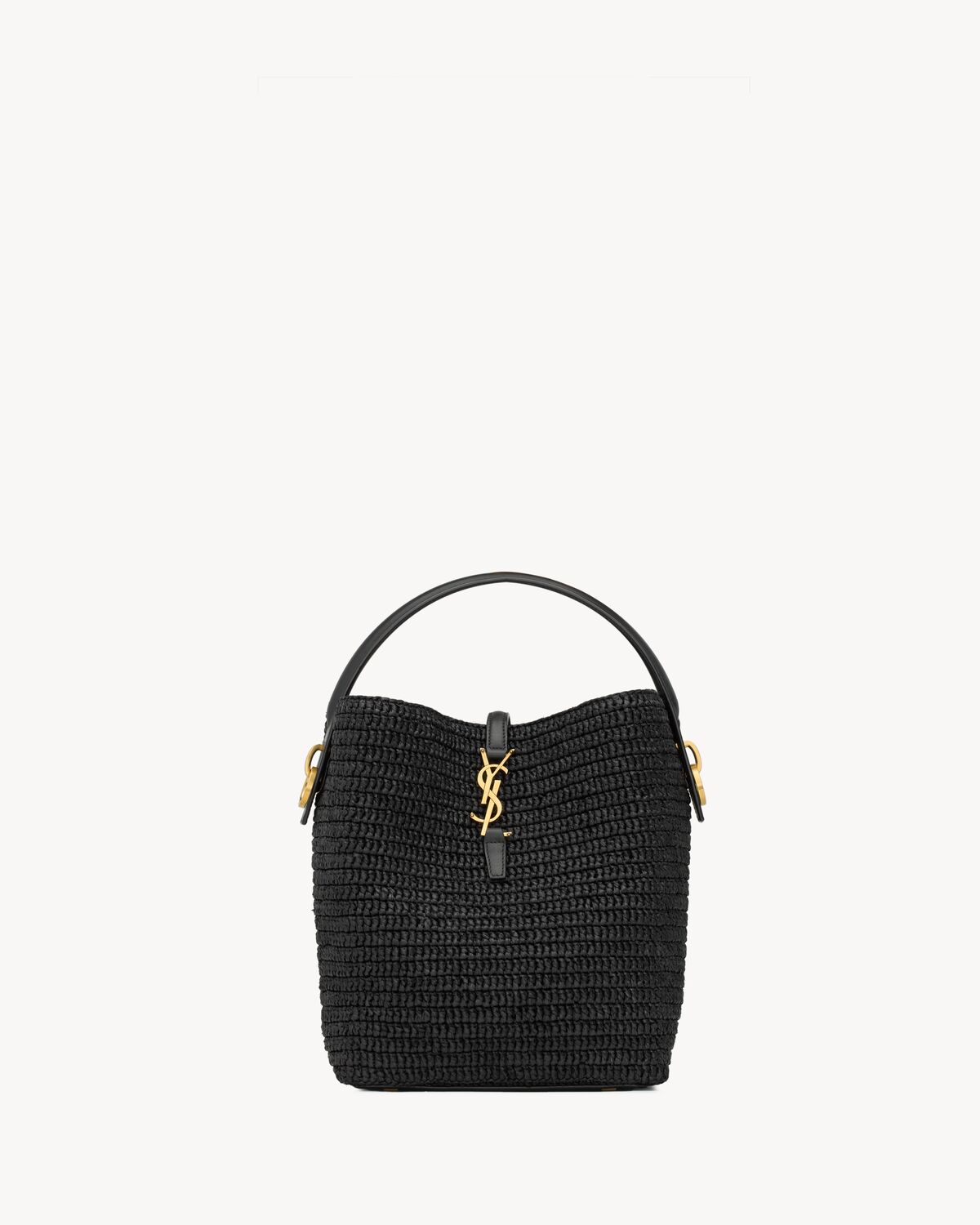 le 37 in woven raffia and vegetable-tanned leather BLACK