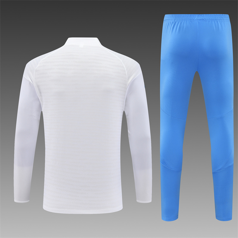 25/26 Real Madrid White paired with light blue Half Zip Training Kit (Adult Kids Kit)