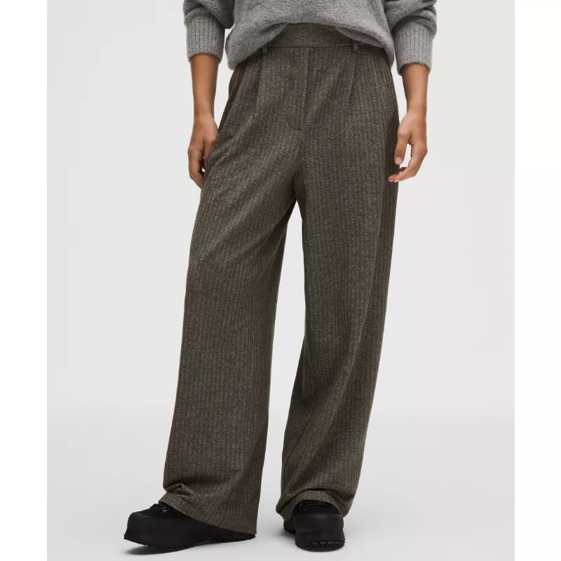 Daydrift High-Rise Wide-Leg Trouser Short Herringbone