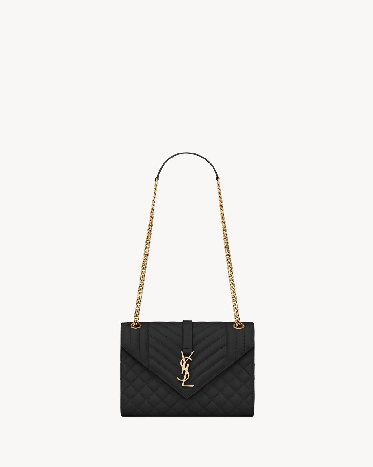 envelope medium in quilted grain de poudre embossed leather NOIR