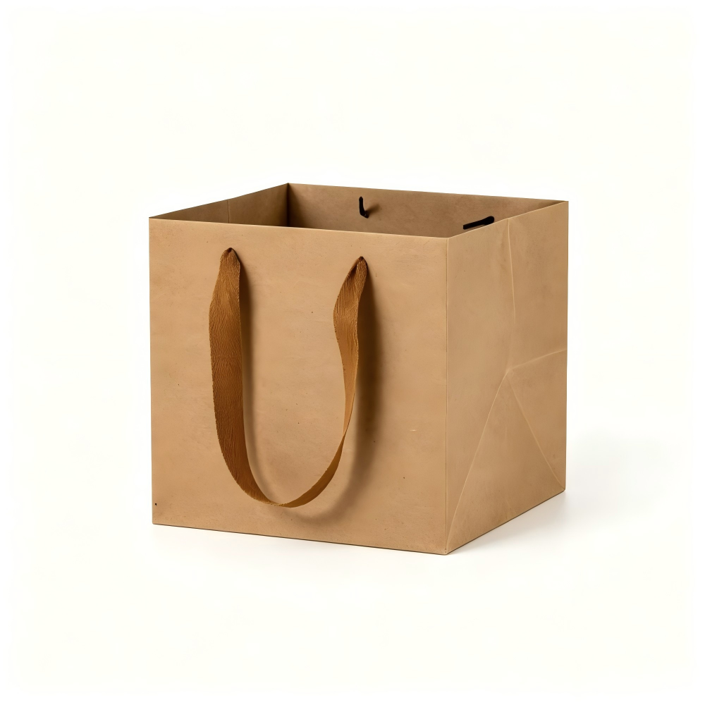 In-stock square kraft paper bags, thickened flower tote bags, baking gift packaging bags, Christmas gift bags with a high-end feel