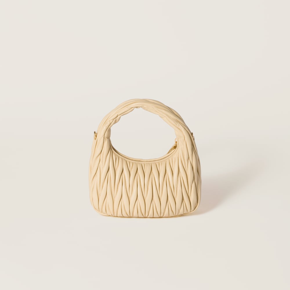 Wander matelassé nappa leather hobo bag Soy Green