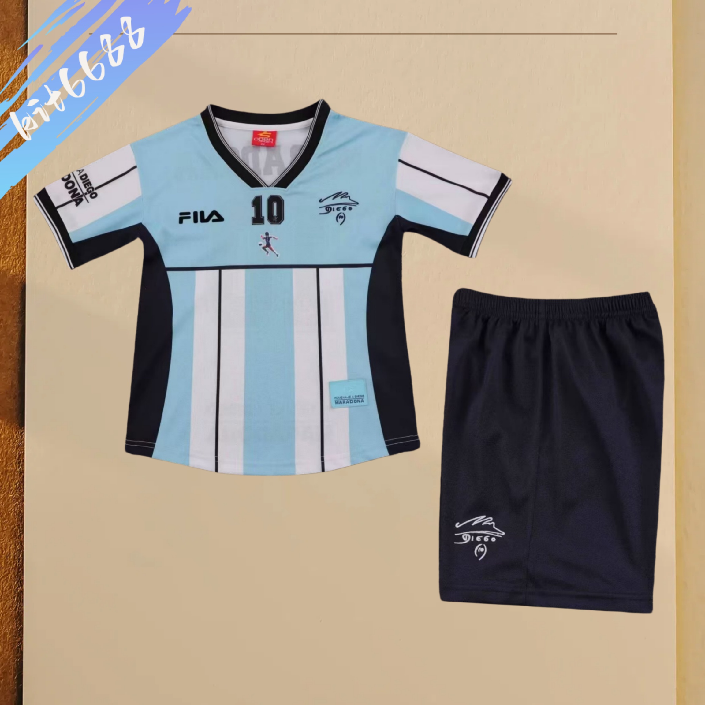 2001 Argentin Maradona Commemorative Edition Retro Football Shirt ( Kids Kit )