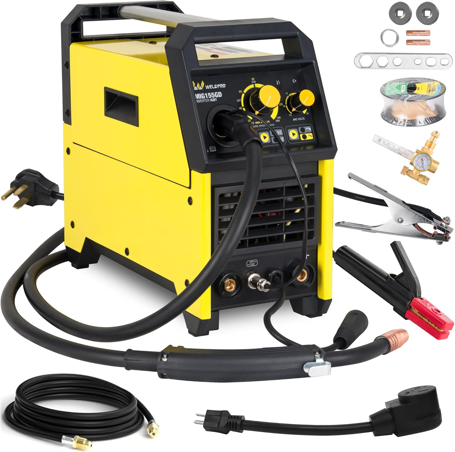Weldpro MIG Welder 200A with Pulse. Aluminum MIG Welder 110V/220V with MIG/Flux Core/Stick/Spool Gun/AC/DC TIG 6 in 1 MultiProcess Welding Machine with Foot Pedal Omni 210