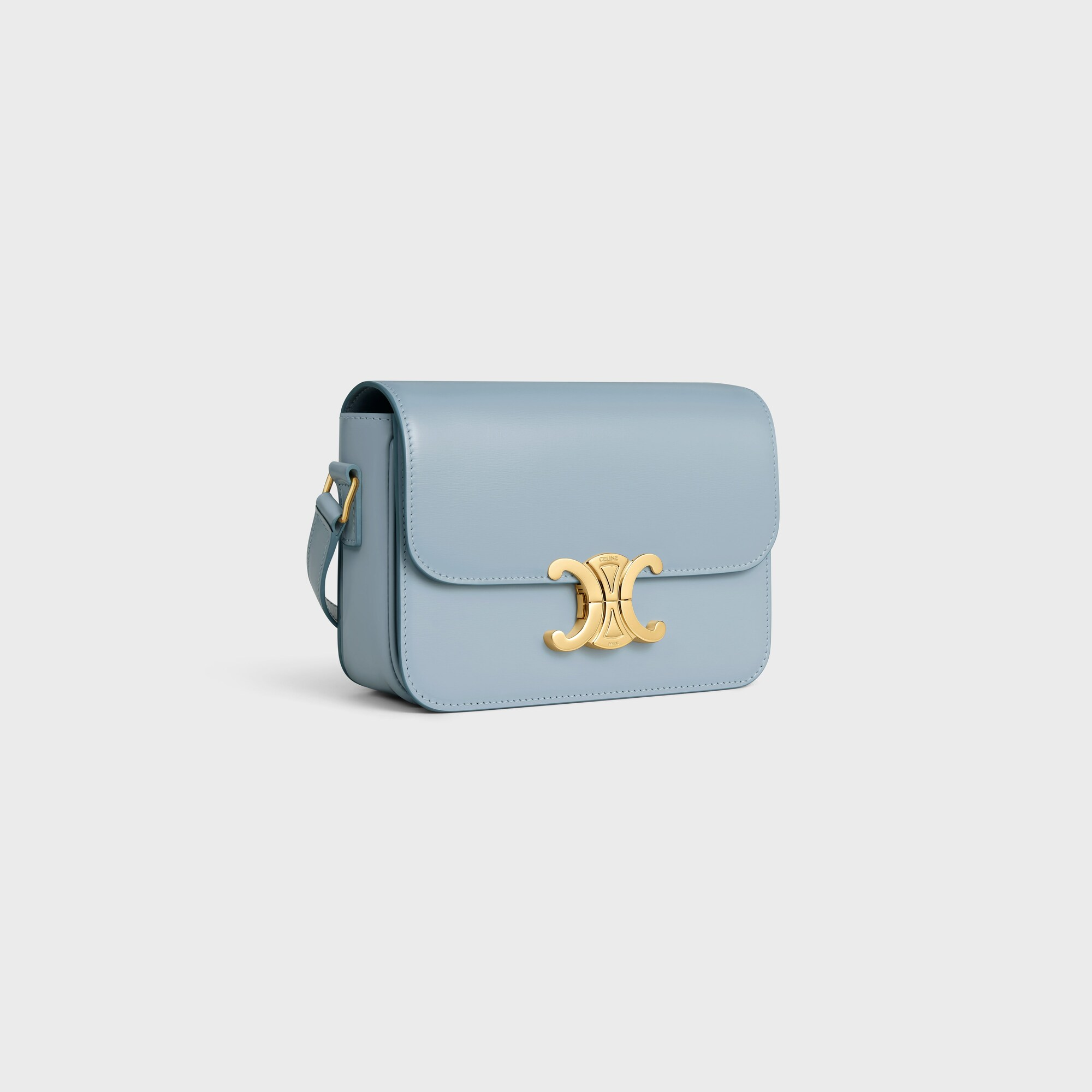 Teen Triomphe Bag in shiny calfskin PALE BLUE