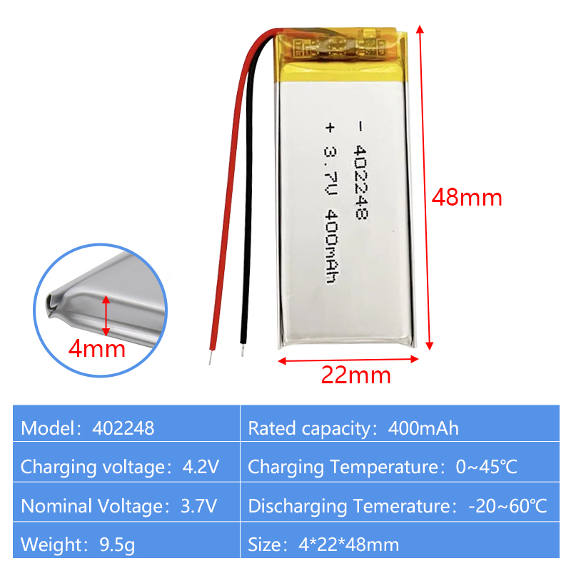 Pouch Lithium Ion Batteries 402248 403035 3.7v200mAh 400mAh