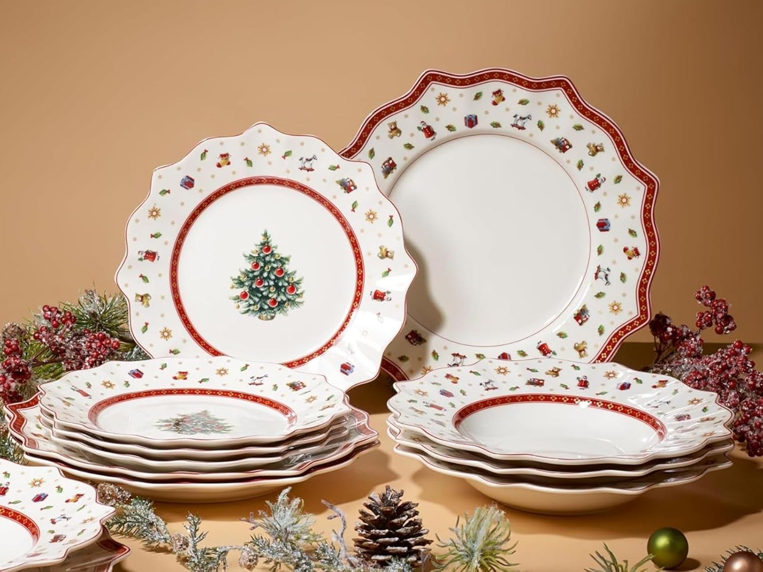 Villeroy & Boch Toys Delight 12-Piece Dinnerware Set. Service for 4. Premium Porcelain. Dinner Plates. Salad Plates. Rim Soup Bowls