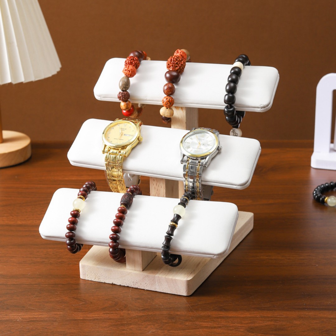 Solid Wood Single-Tier Watch Bracelet Display Stand Beaded Bracelet Storage Rack Bracelet Jewelry Display Stand Live Streaming Display Stand custom logo