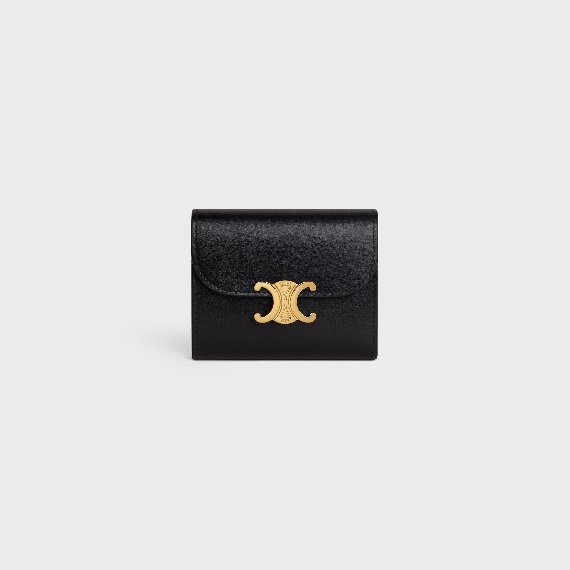 Small Flap Wallet TRIOMPHE in Shiny calfskin BLACK
