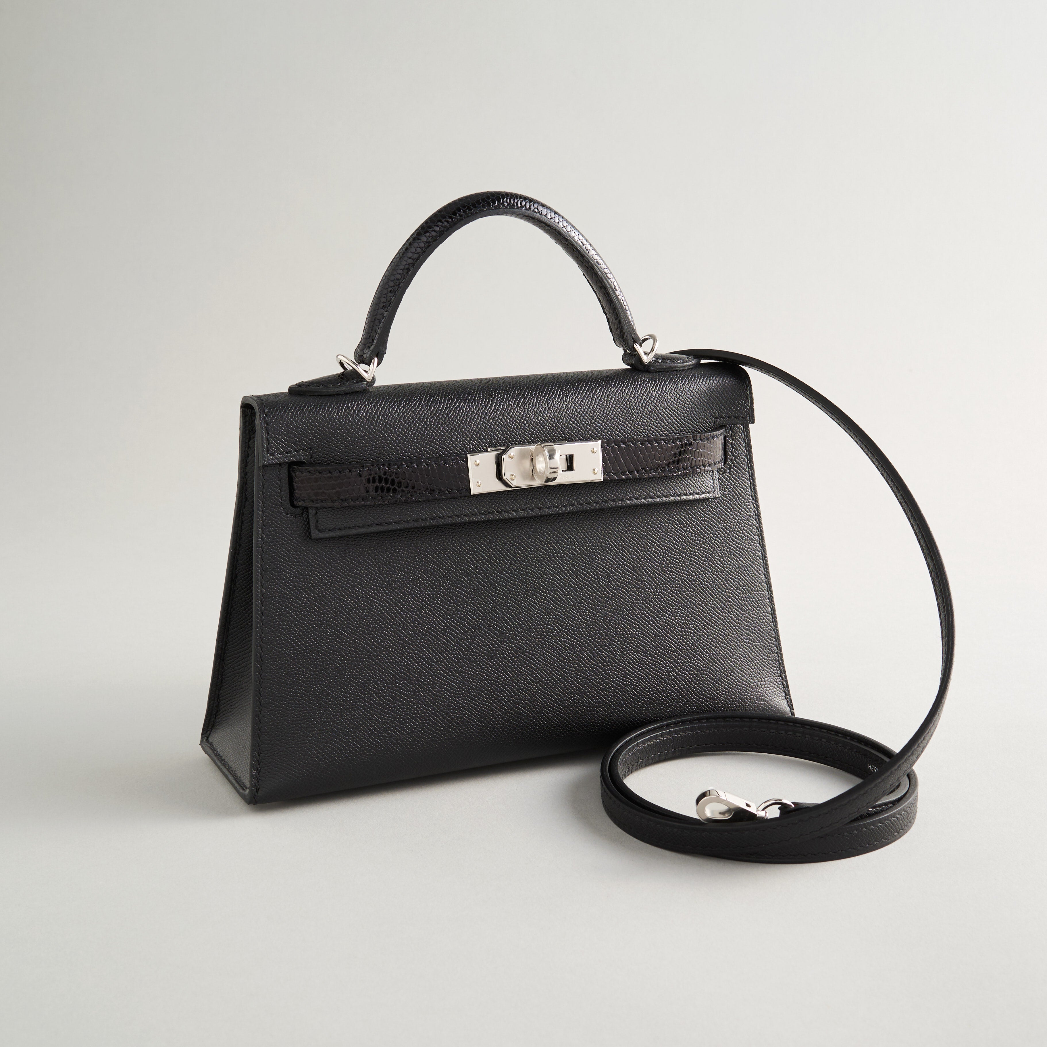 Hermès Kelly Touch Mini Lizard, Veau Madame Black Palladium Hardware