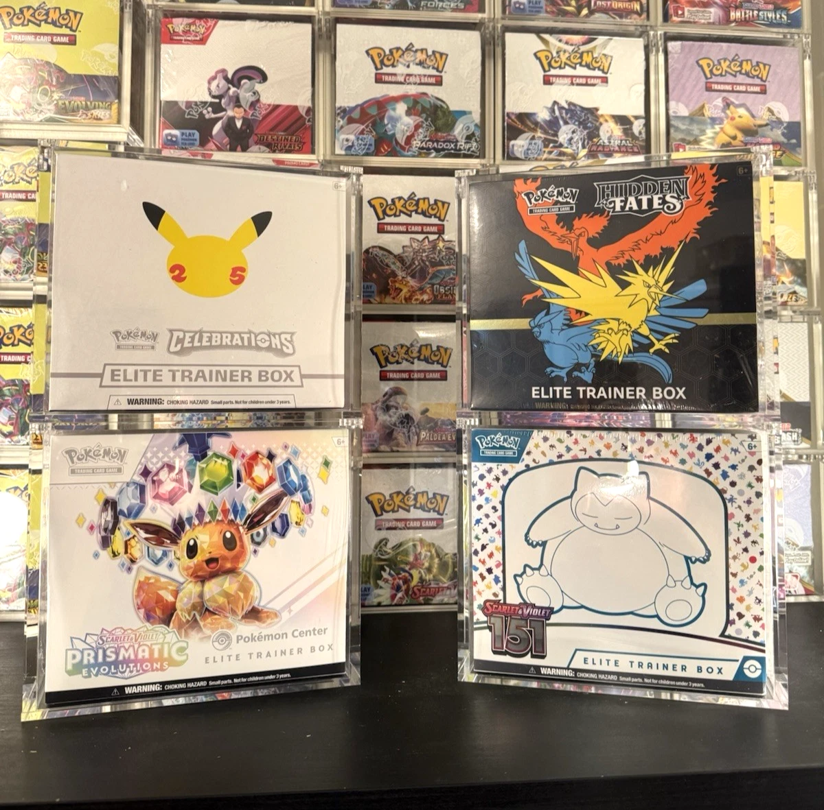 5 毫米厚亚克力 ETB 展示盒,磁扣,超清晰防尘保护收纳盒,兼容 TCG Elite 训练盒