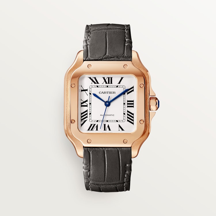 Santos de Cartier watch Medium model Opaline silver dial 35.1 mm