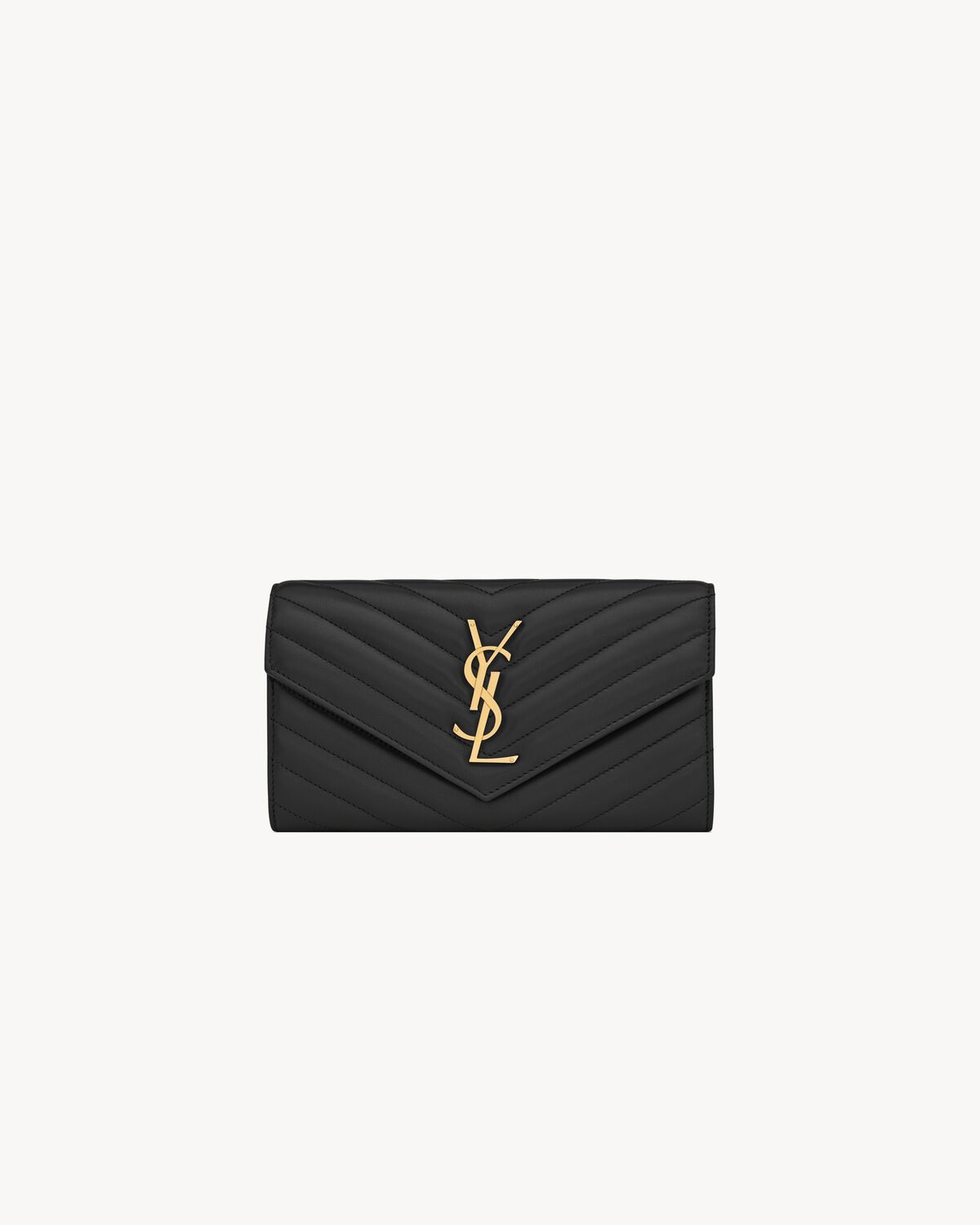 cassandre matelassé large flap wallet in lambskin BLACK