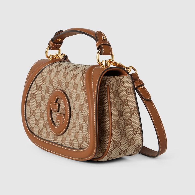 Gucci Blondie medium top handle bag Beige and dark brown GG canvas