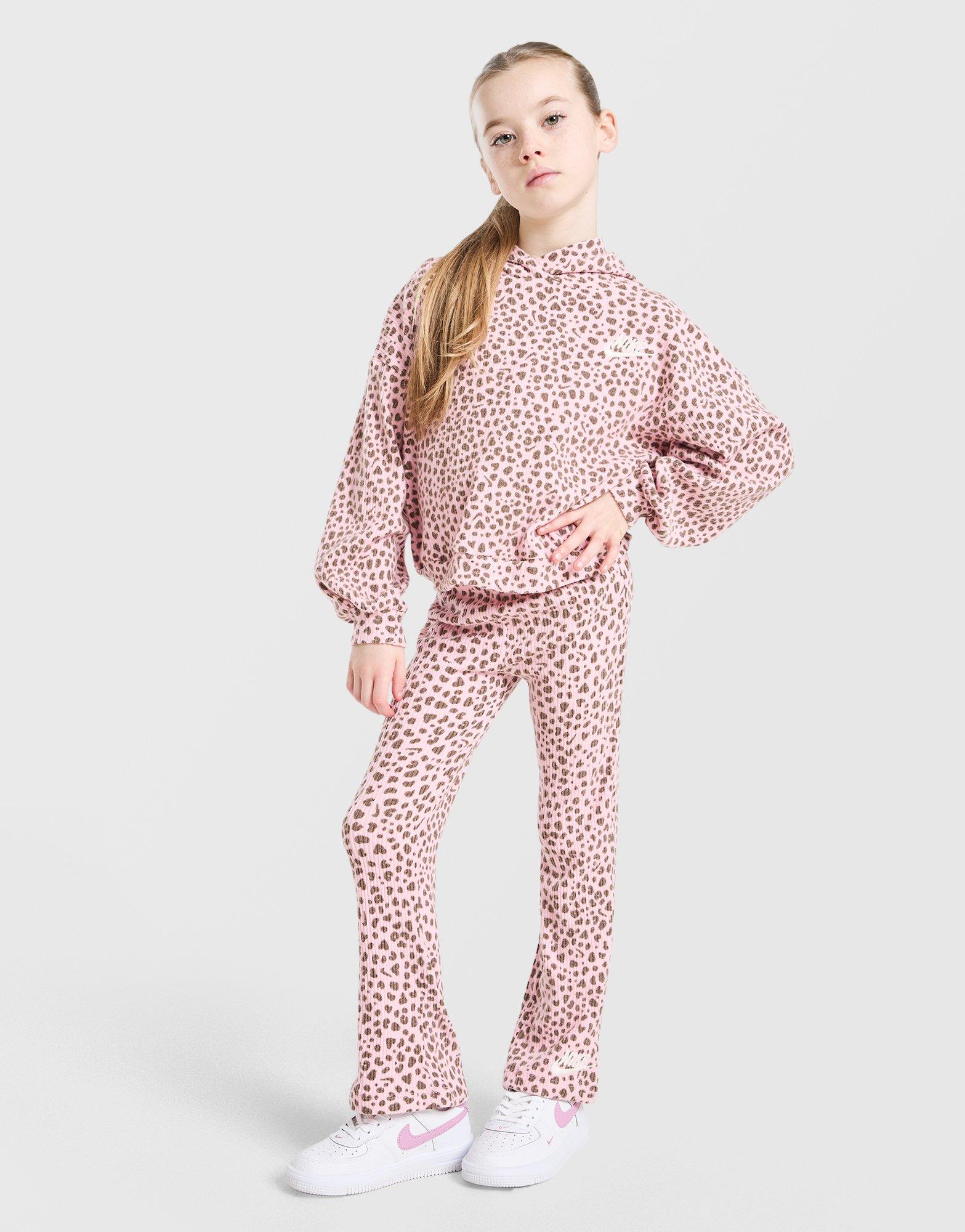 Nike Girls' Ribbed Leopard Print Tracksuit Children