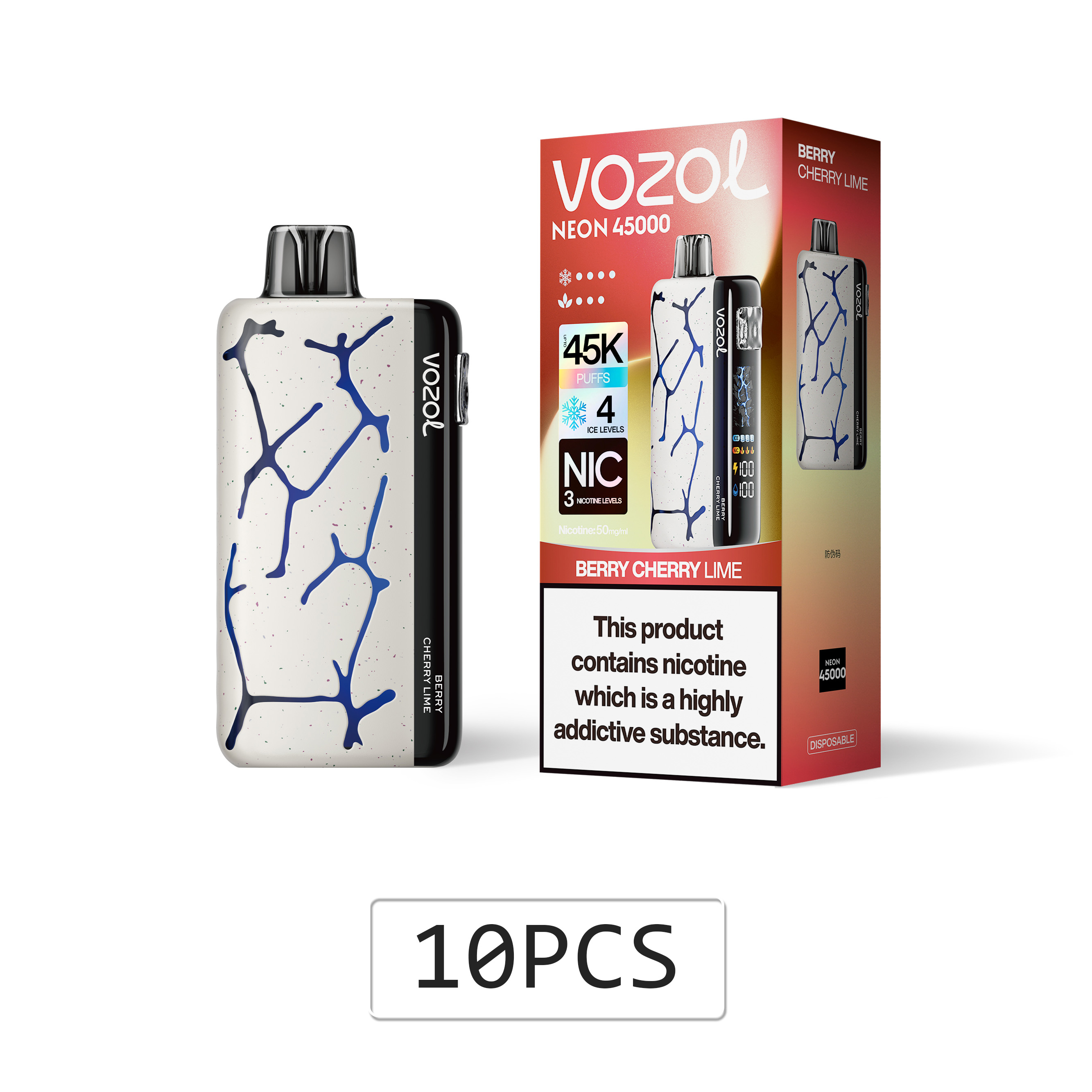 Vozol Neon 45000 Puffs Prefilled Disposable Vape – (10 piece)