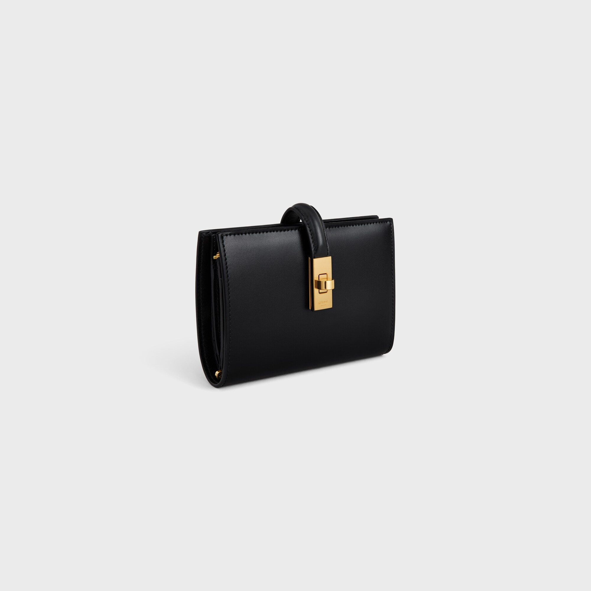 WALLET WITH COIN PURSE 16 IN SATINATED CALFSKIN BLACK