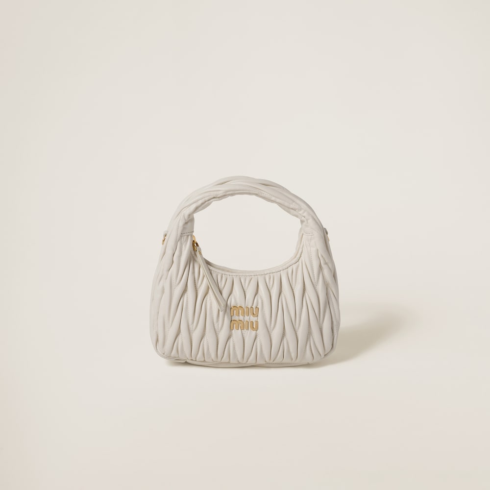 Wander matelassé nappa leather hobo bag White