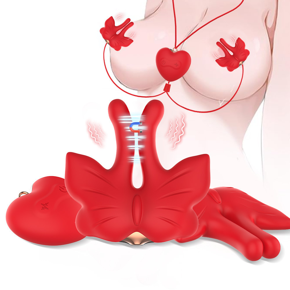 Butterfly Vibrating Neck-hanging Nipple Clamp Sexual Pleasure Tool