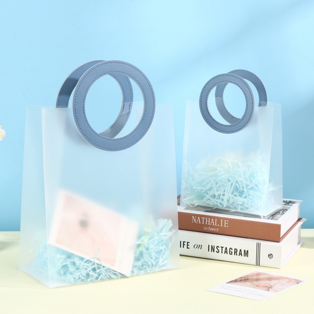 PP Frosted Transparent Handheld Gift Bag, Plastic Festival Souvenir Bag, Wedding Candy & Flower Tote Bag, Custom Logo Packaging Bag, In Stock Wholesale