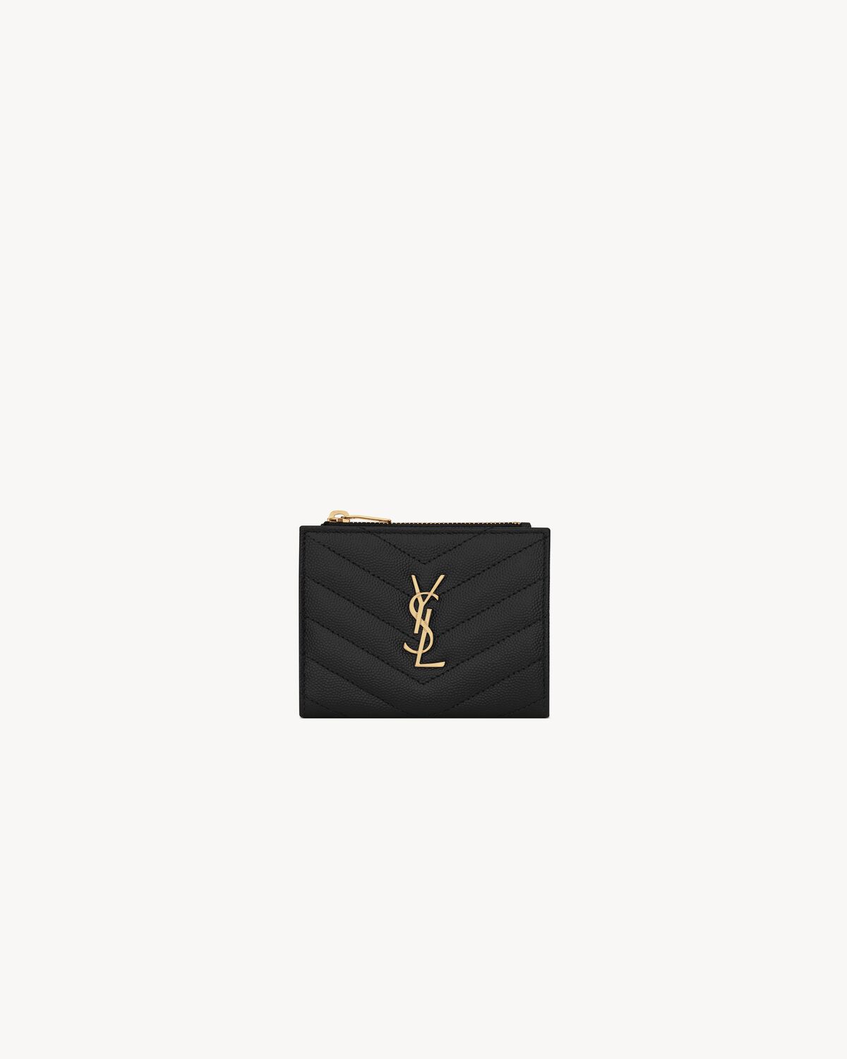 cassandre matelassé bi-fold wallet in grain de poudre leather BLACK