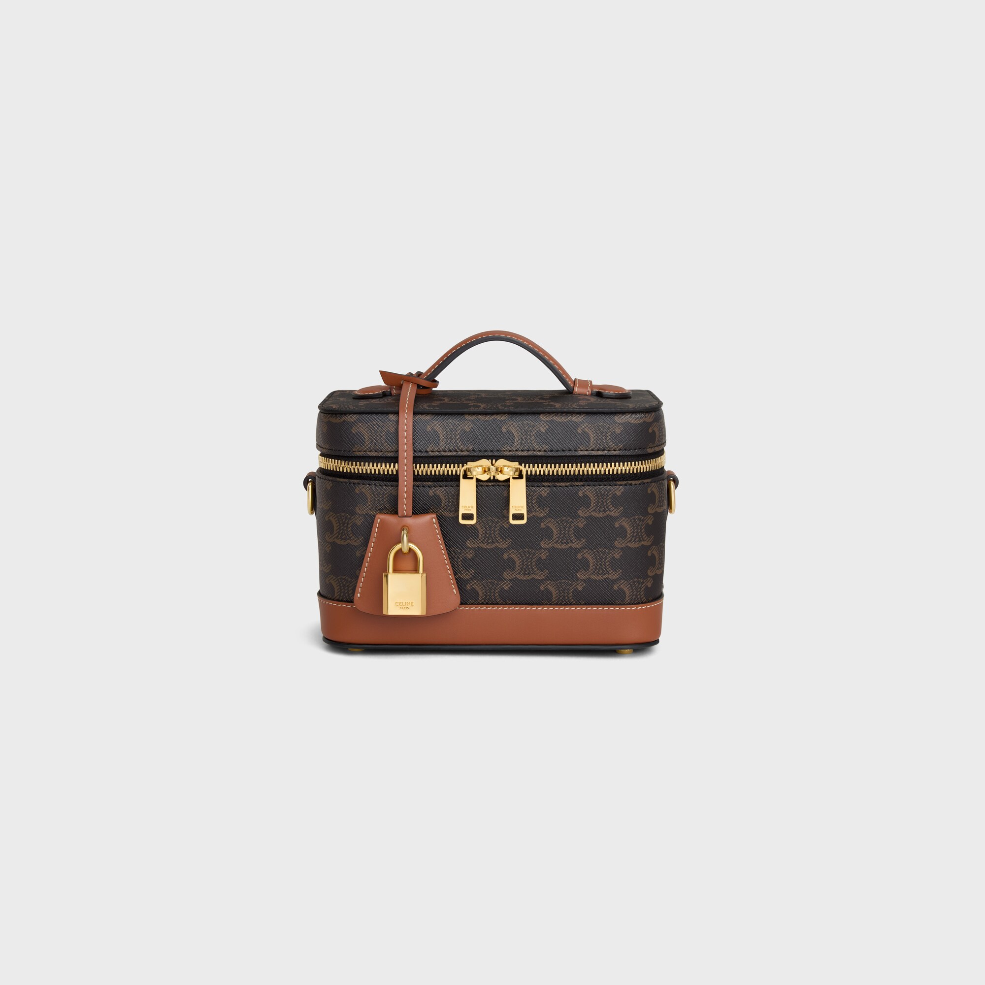 CELINE VANITY in Triomphe Canvas and calfskin TAN