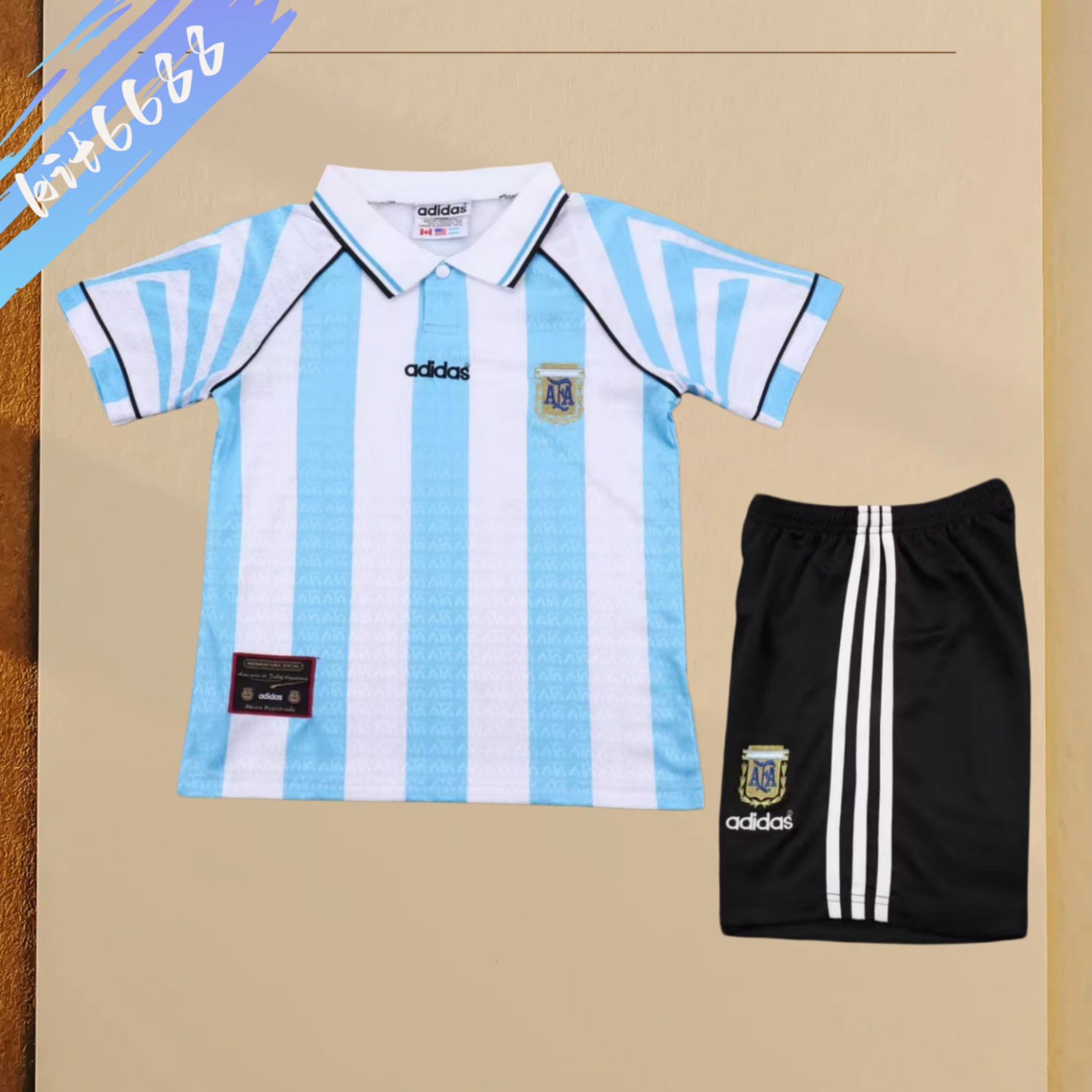 96/97 Argentina home Retro Football Shirt ( Kids Kit )