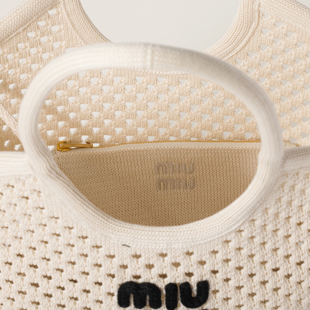 IVY cotton mesh tote bag Chalk White/Black