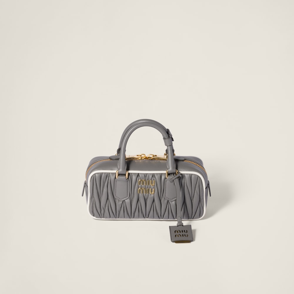 Arcadie matelassé nappa leather bag Marble Gray / White