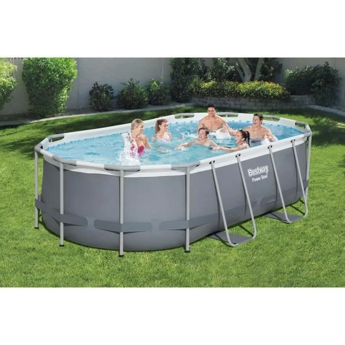 Kit Piscine hors sol tubulaire BESTWAY - Power Steel™ - 427 x 250 x 100 cm + Lot de 9 Dalles de protection