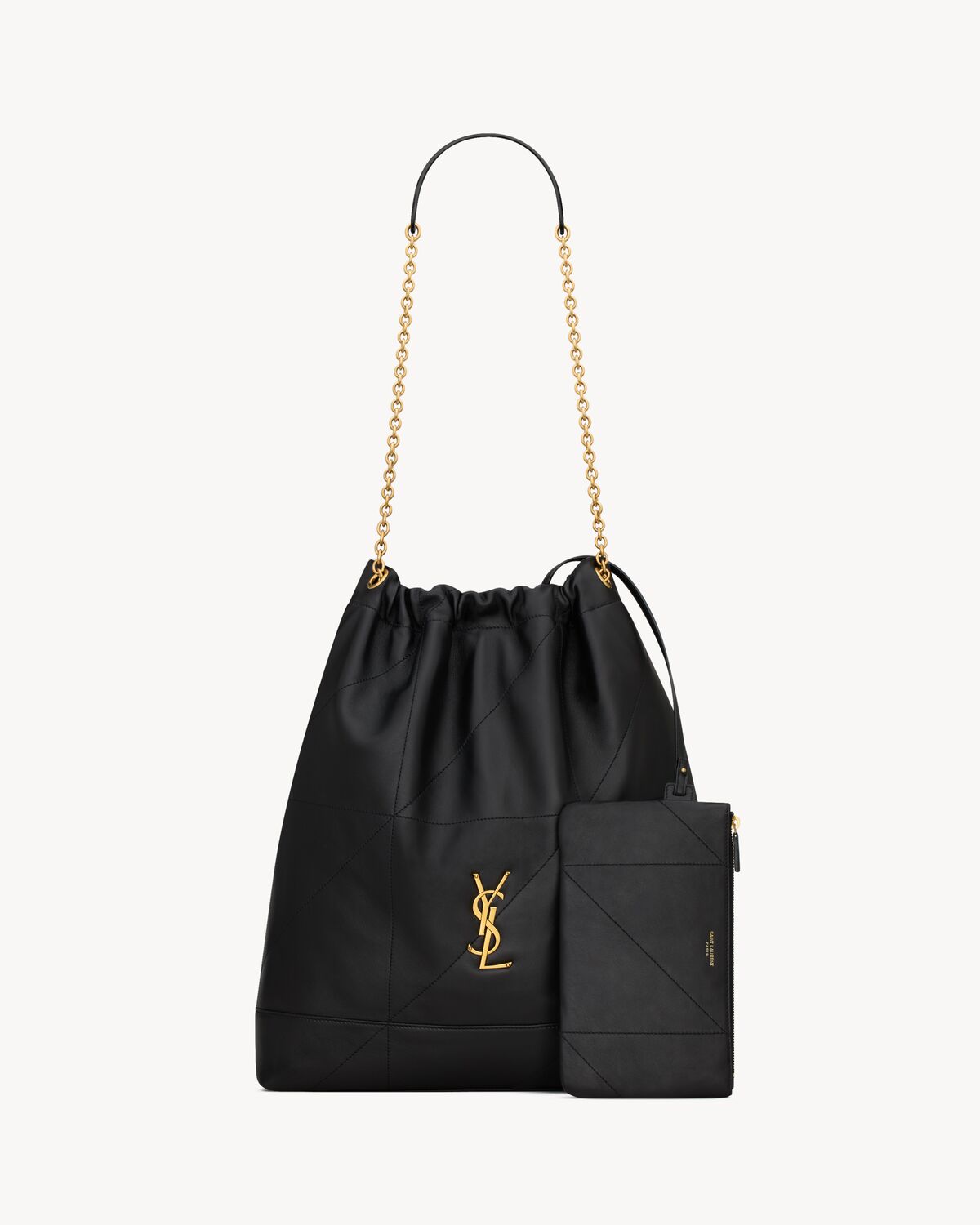 jamie large pochon in lambskin BLACK