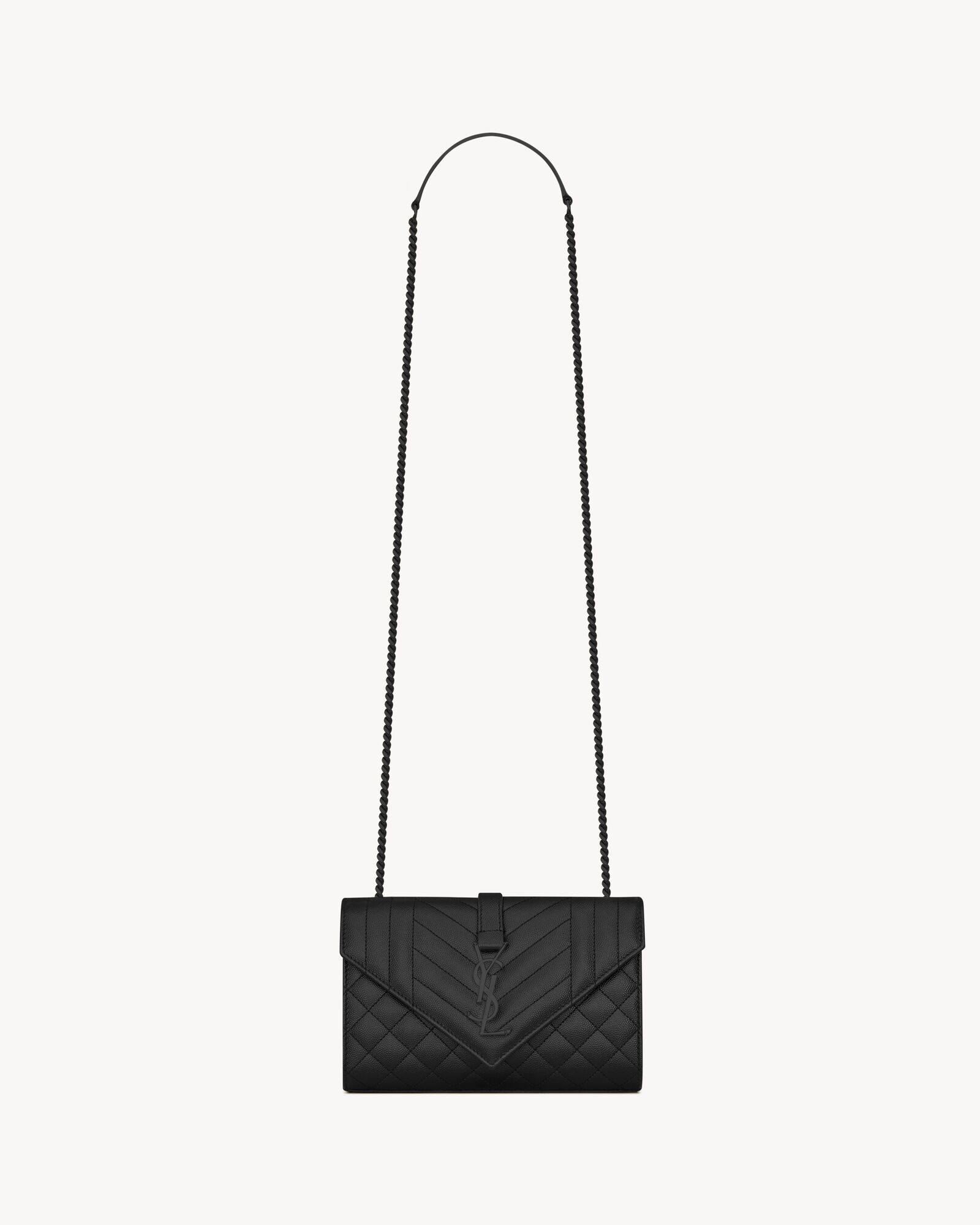 envelope small in quilted grain de poudre embossed leather NOIR