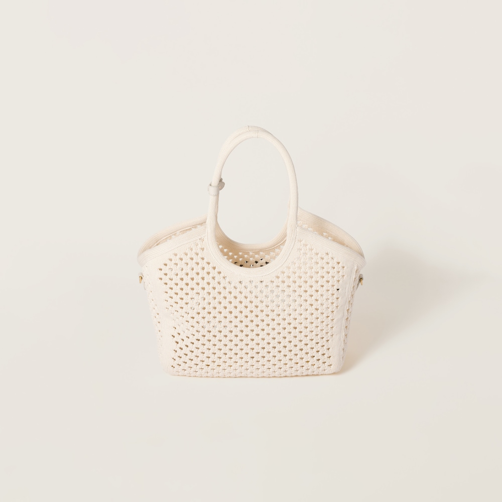 IVY cotton mesh tote bag Chalk White/Black