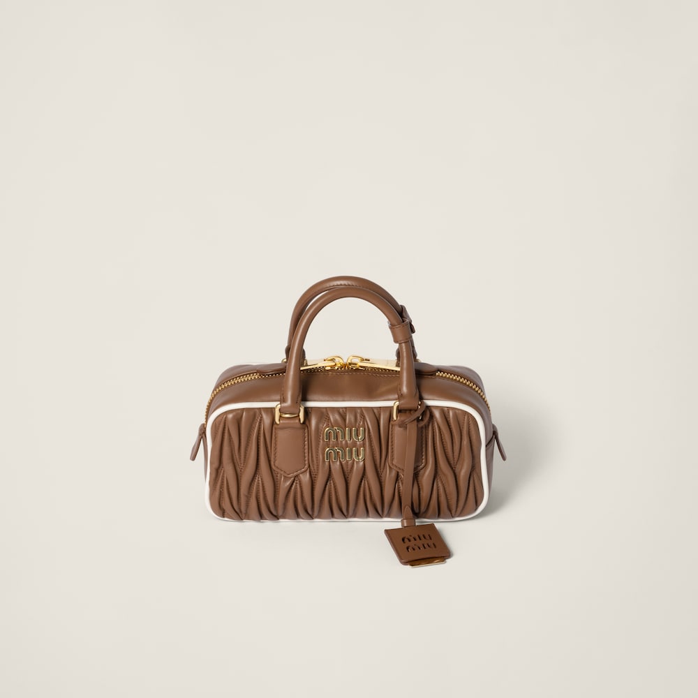 Arcadie matelassé nappa leather bag Cognac/White