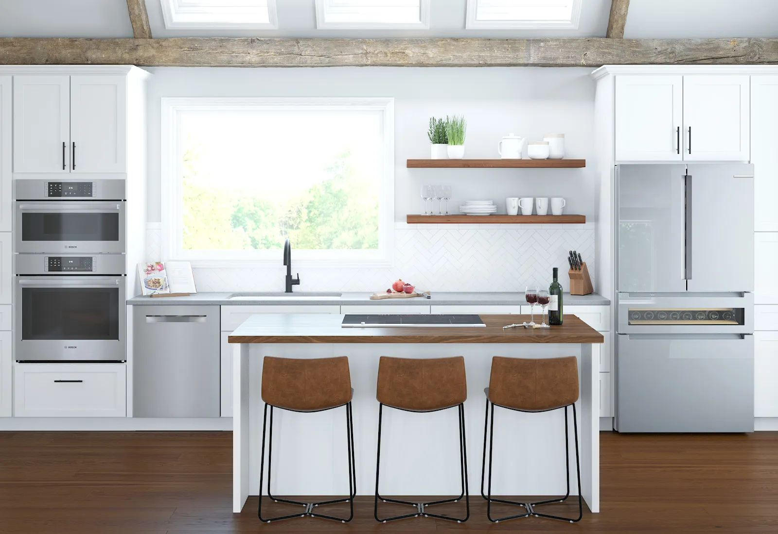 Bosch B36CL81ENG 800 Series French Door Bottom Mount Refrigerator. Glass door 36'' Stainless Steel