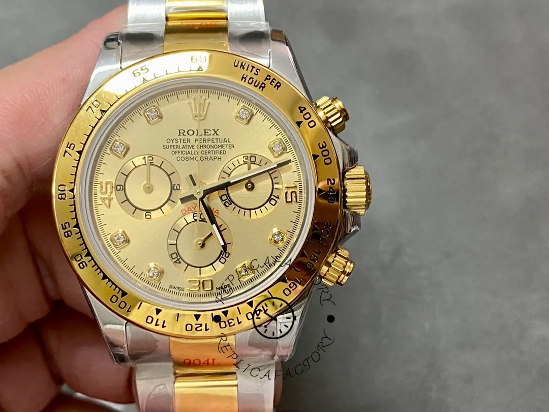 Rolex Cosmograph Daytona 116503 Yellow Gold Champagne Diamond Dial 40MM Mens Replica Watch