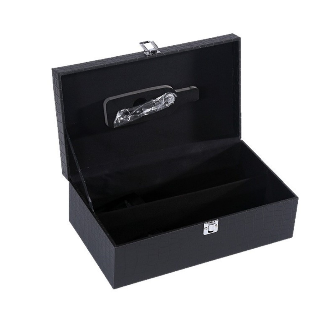 Wine Box, 2 Bottle Leatherette Top Handle with 4 Wine Accessory Travel Wine Gift Box, Handmade Premium Wine Carrier Case custom logo