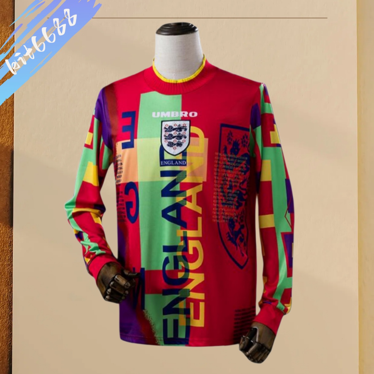 1996 England  Goalkeeper Long Sleeve Retro Jersey