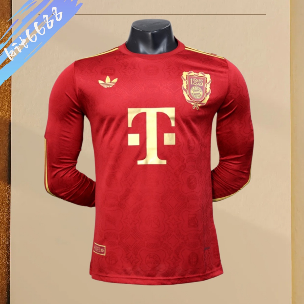 2025/2026 Bayern Munich 125th Anniversary EditionRed Long Sleeve Football Shirt (Player Edition)