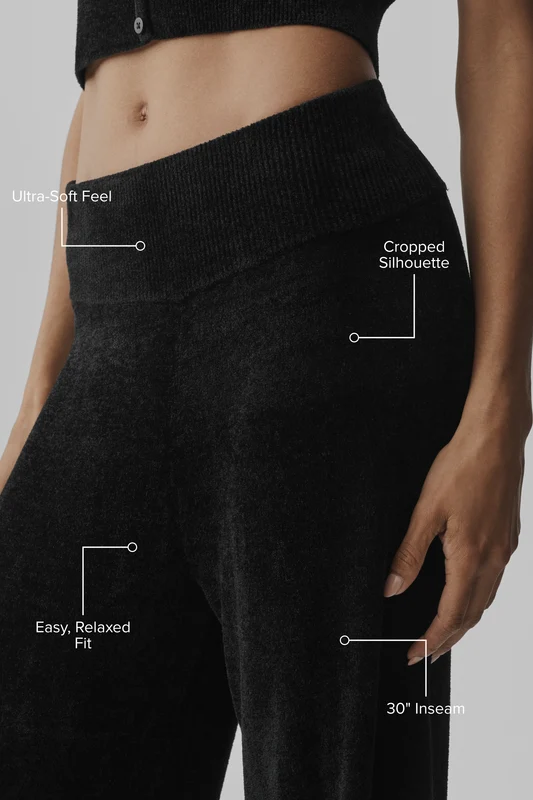 Micro Chenille High-Waist Straight Leg Pant