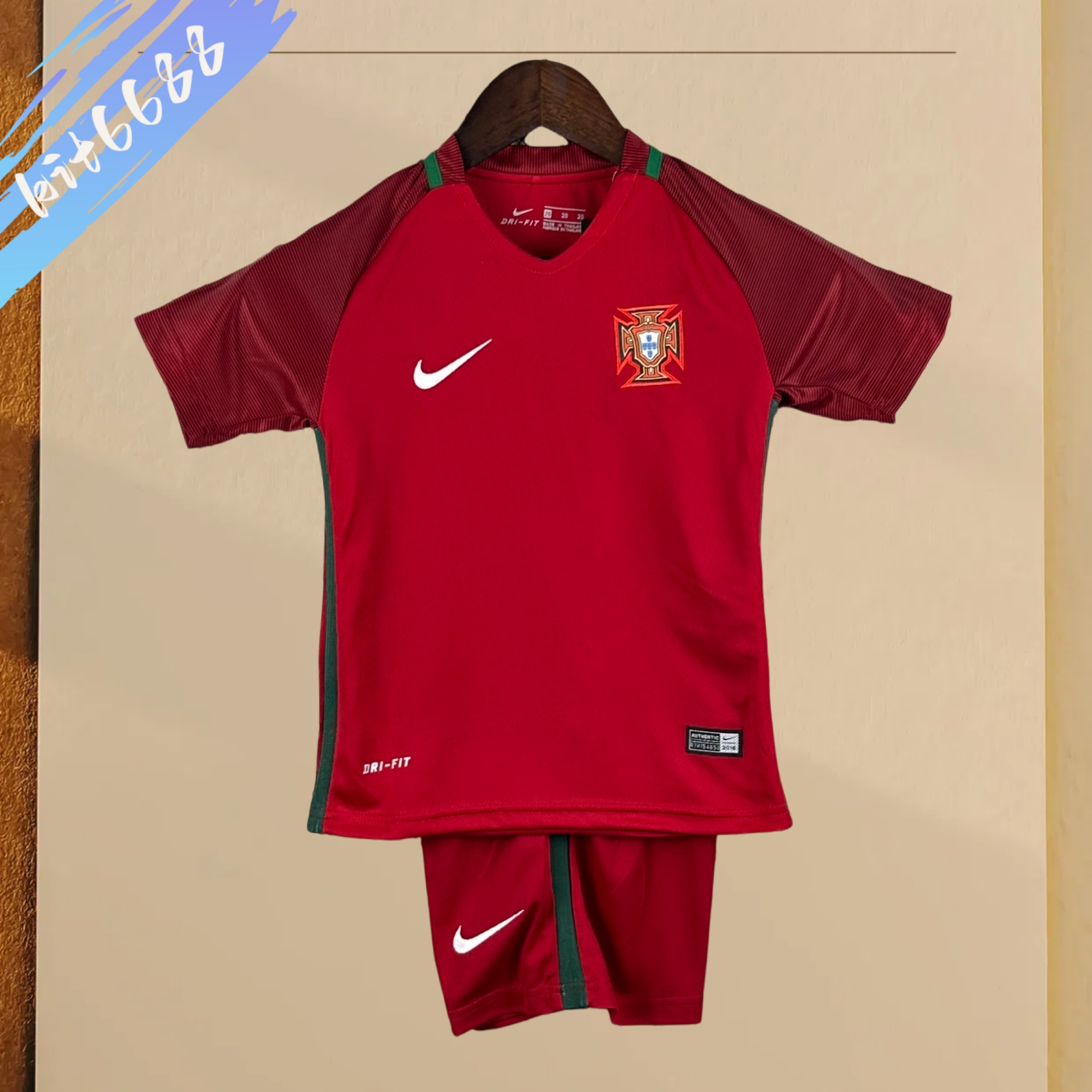 2016 Portugal home Retro Football Shirt  Kids Kit